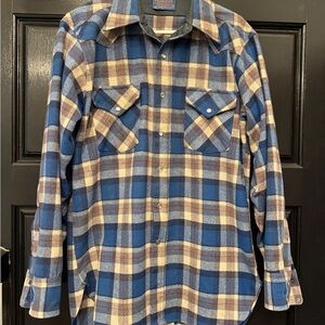 Pendleton Blue and Cream Plaid Men's Shirt